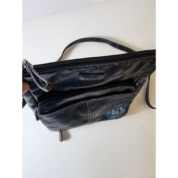 RELIC BY FOSSIL Black Crog Embossed Animal Print Faux Leather Crossbody Bag - Picture 5 of 8